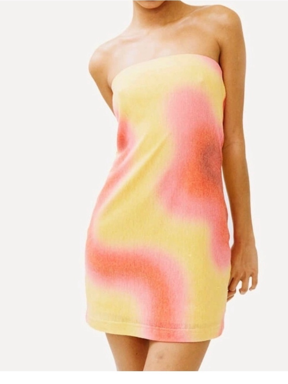 WITH JEAN Frankie ziggy tie dye strapless mini dress